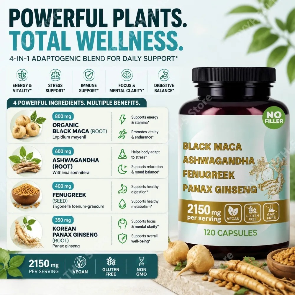 4-in-1 Organic Black Maca Root - Valerian Root Capsule recension och pris